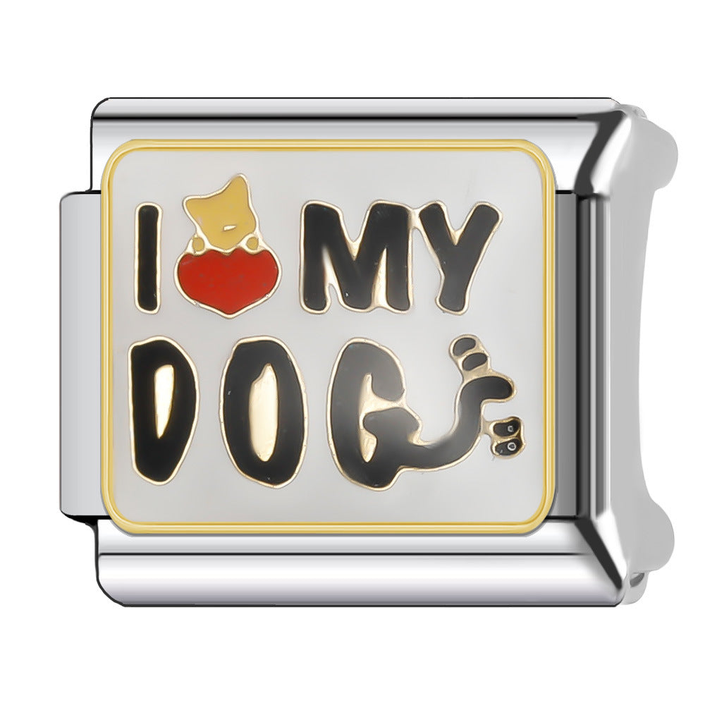 Wholesale Italian Charm Bracelet 9mm DIY Splicing English Series Stainless Steel Composable Bracelet