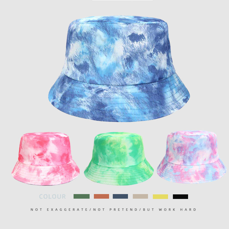Wholesale  painted tie-dye fisherman hat double-sided hat outdoor two-wear sunshade casual basin hat