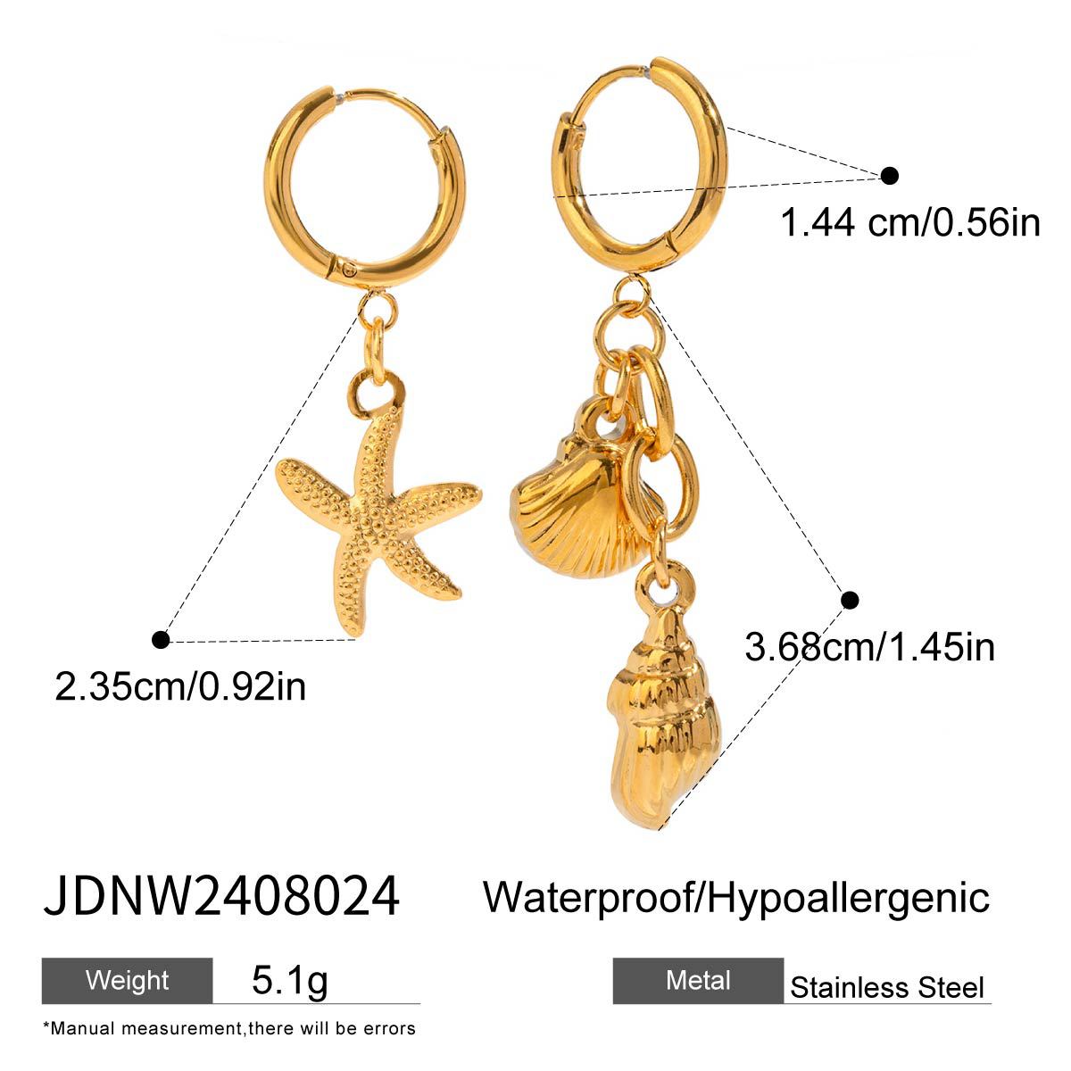 Wholesale  18k gold stainless steel toothed shell smooth love shoes ear buckle earrings