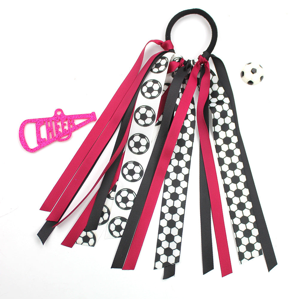 Wholesale 10pcs  Football Cheerleading Bow Hair Clips Hair Scrunchies