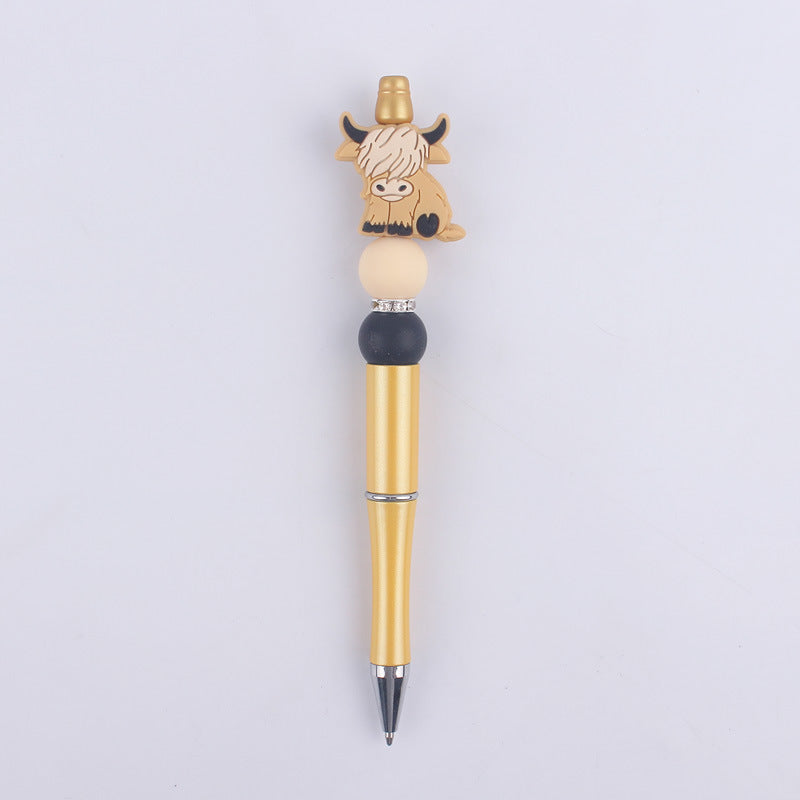 Wholesale  creative  cartoon animal cow silicone beads beaded pen