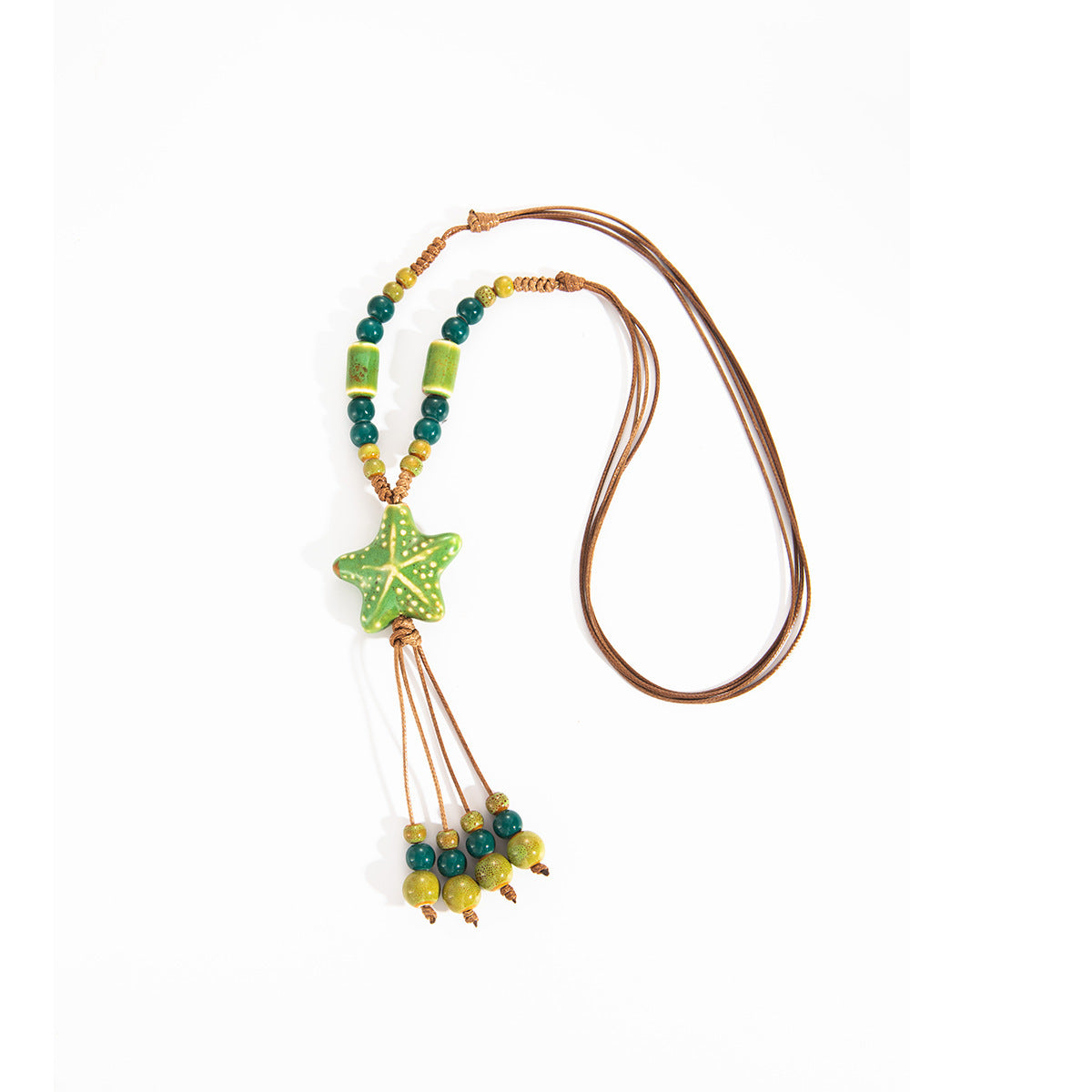 Wholesale  Bohemian colorful starfish ceramic beaded retro necklace