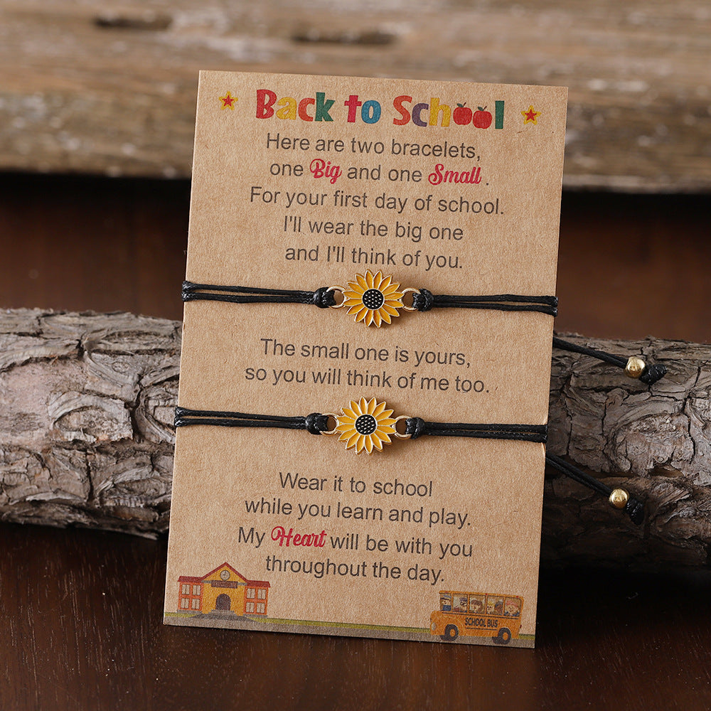 Wholesale Teacher's Day Sunflower Woven Blessing Card Bracelet ACC-BT-zhiyu007
