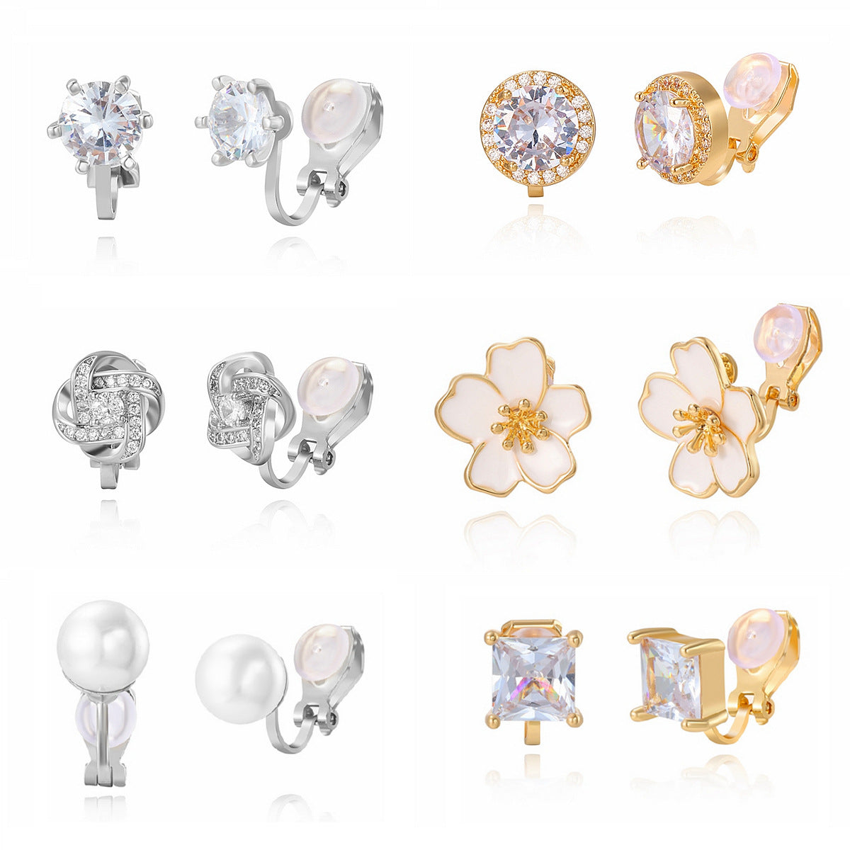 Wholesale Versatile Metallic Six-Pair Ear Clips Light Luxury High-End Women' s Non-Pierced Ear Clips Earrings