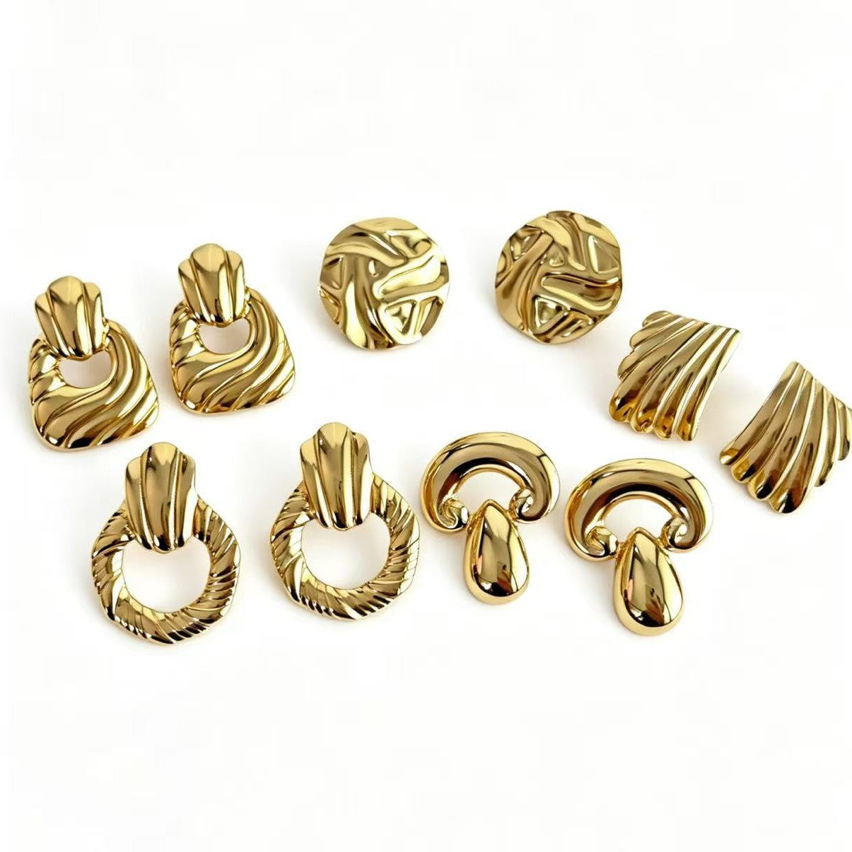 Wholesale Geometric Gold Earrings for Women,  Stainless Steel Gold Plated Fashion Jewelry Accessory,  Party Gift