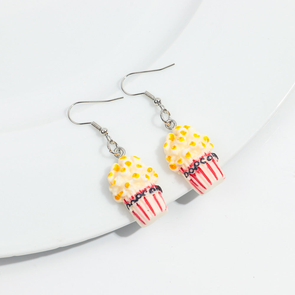 Wholesale Chic Food-Themed Resin Earrings - Fun Hamburger,  Fries,  Popcorn &  Chocolate Designs - Fashion Accessory for Everyday Wear or Gift
