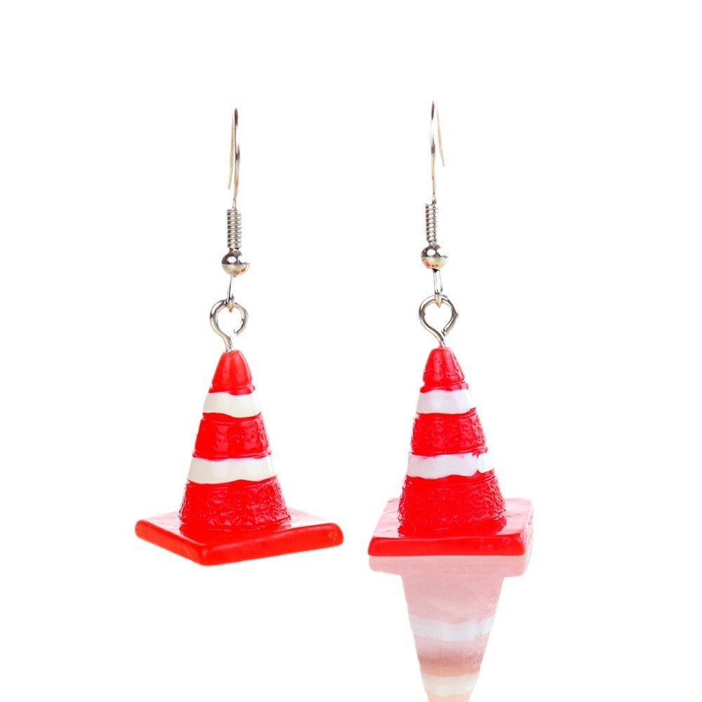 Wholesale 3D Traffic Sign Cone Earrings