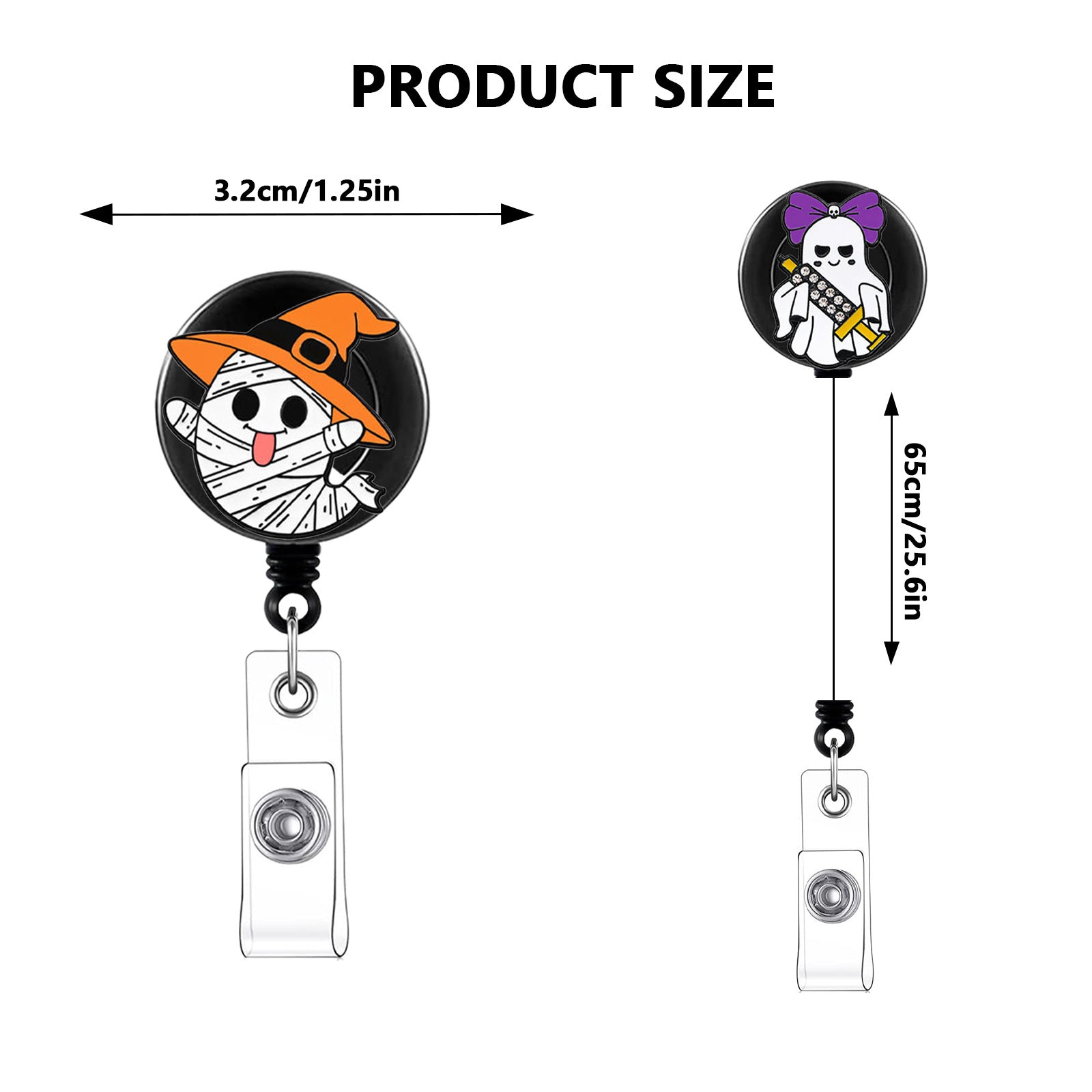 Wholesale  Ghost Witch Hat Retractable Badge Reel Clip with Pink Cap,  Fashion Accessory for Ladies,  Stylish Gift for Party