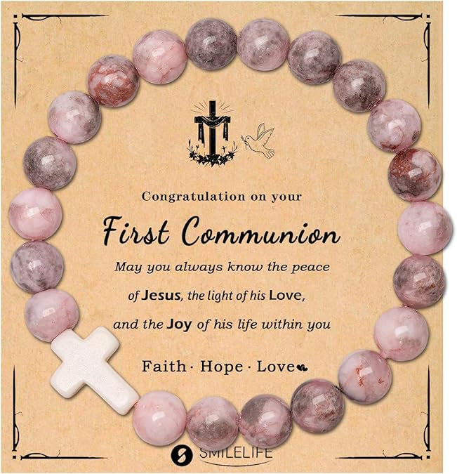 Wholesale 5pcs Natural Stone Beaded Bracelet Cross