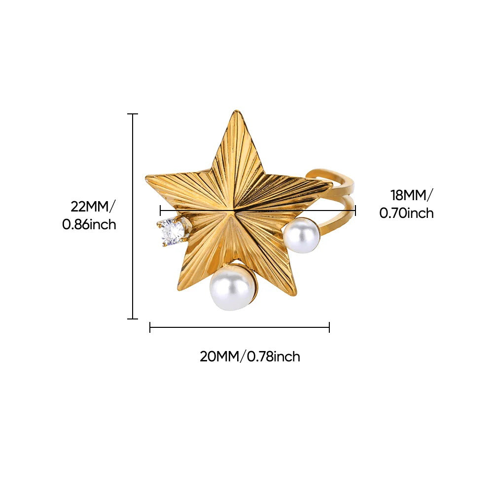 Wholesale Stainless Steel Pearl Starfish Shell Ring