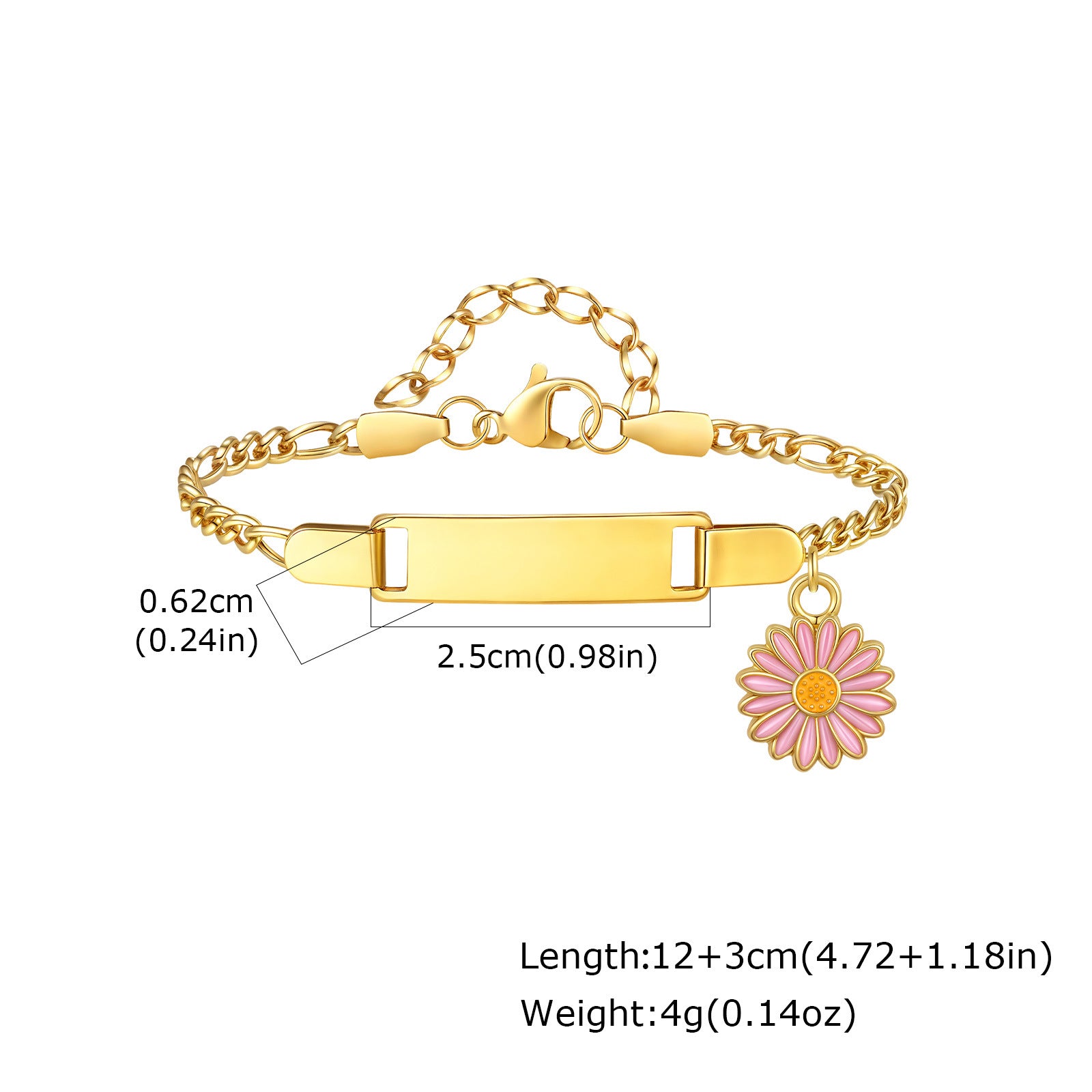 Wholesale Engravable Stainless Steel Flower Children S Bracelet Enamel Drop Design Fresh Sweet Style Fashion Accessory For Gift And Resale