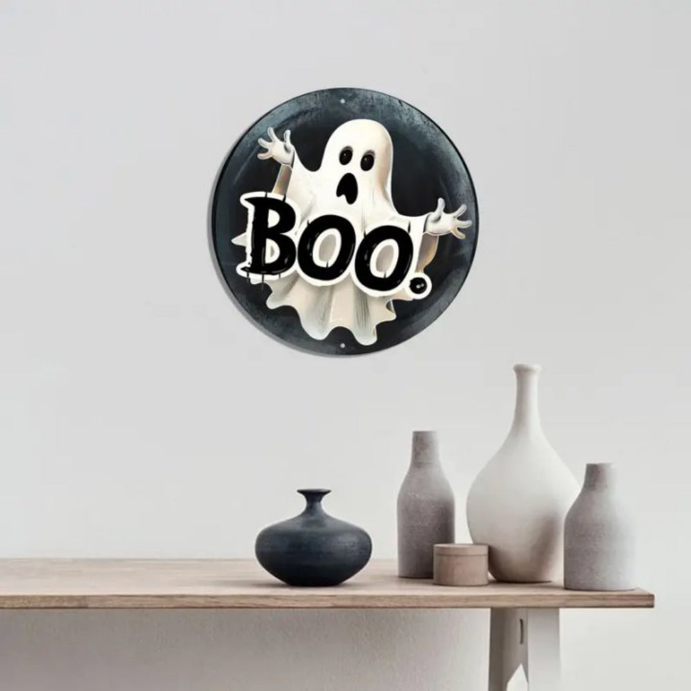Wholesale Wooden round ghost sign  decoration