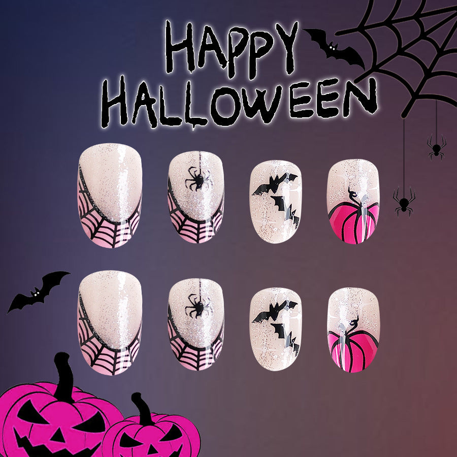 Wholesale 24 Pieces/box Halloween Short Press-on Nails Kits Nail Stickers ACC-NS-GuaiXL114