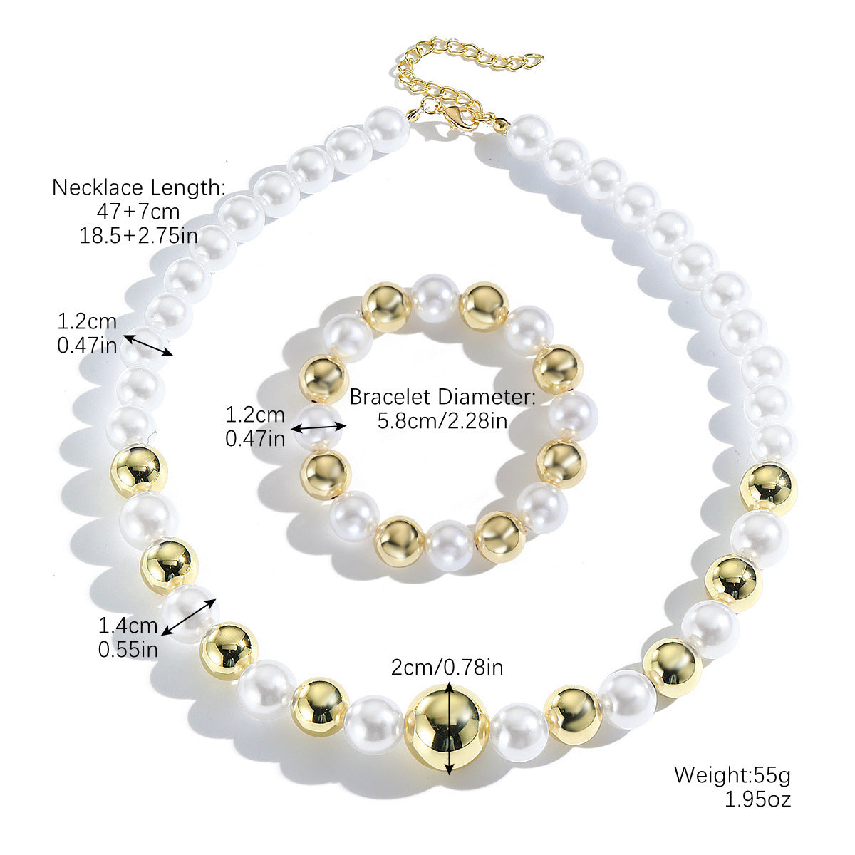 Wholesale Beaded necklace with detachable metal half-circle pendant