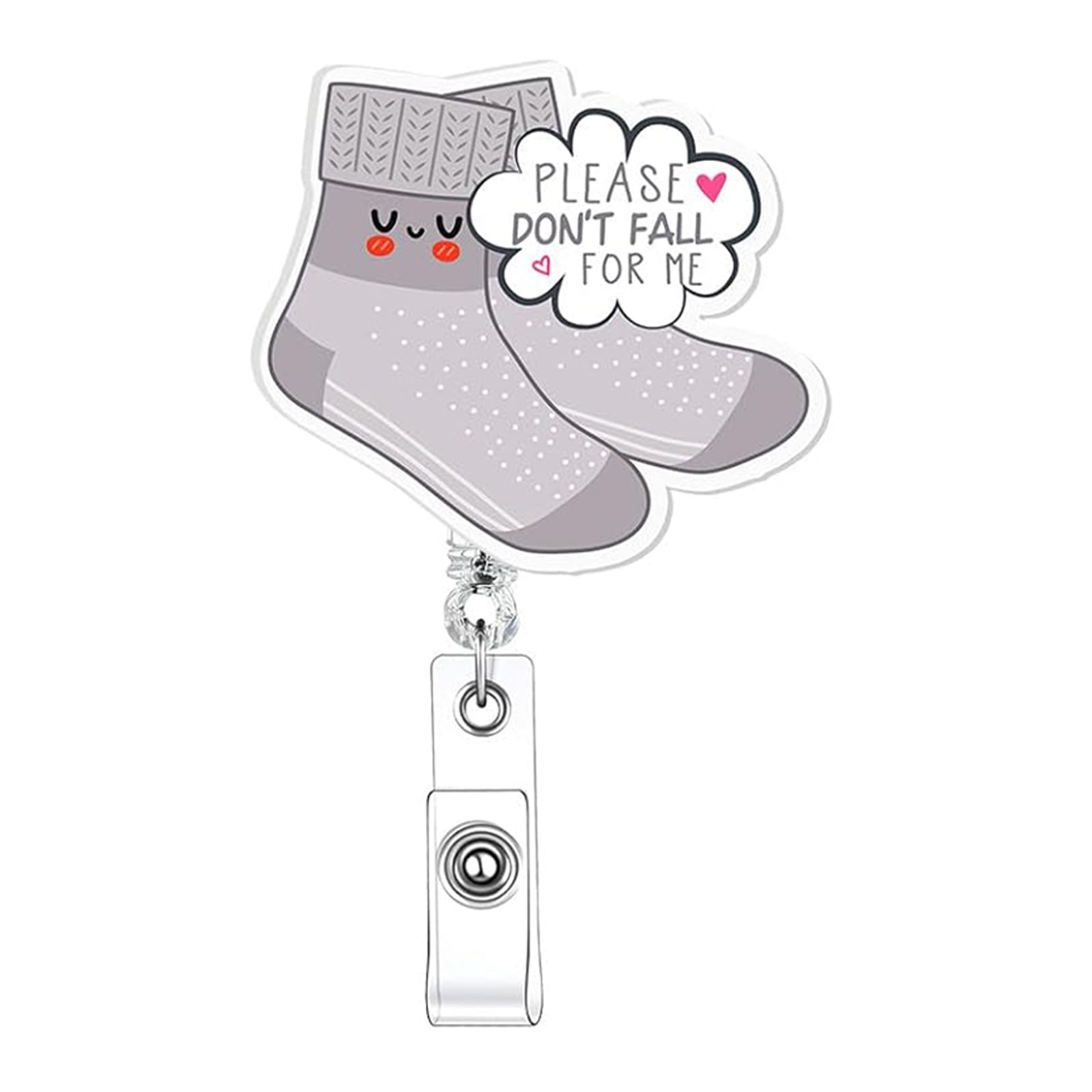Wholesale Flat Resin Six Color Socks Retractable Rotating Easy Pull Badge Keychain ACC-KC-QiDing020