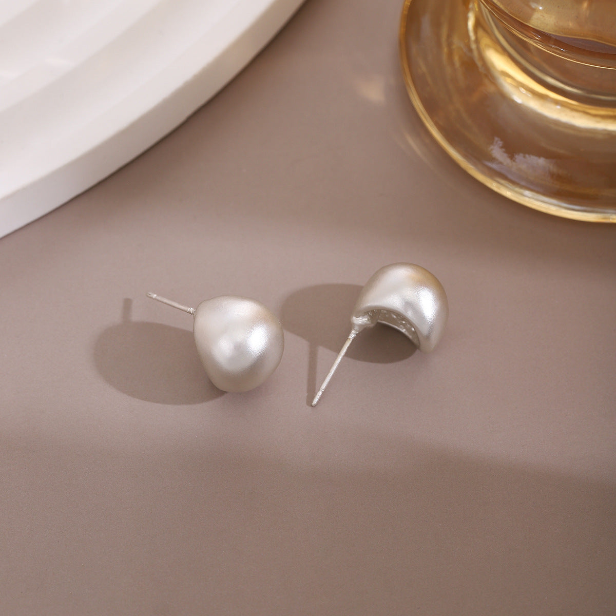 Wholesale Silver Needle Irregular Round Bead Hollow Geometric Earrings