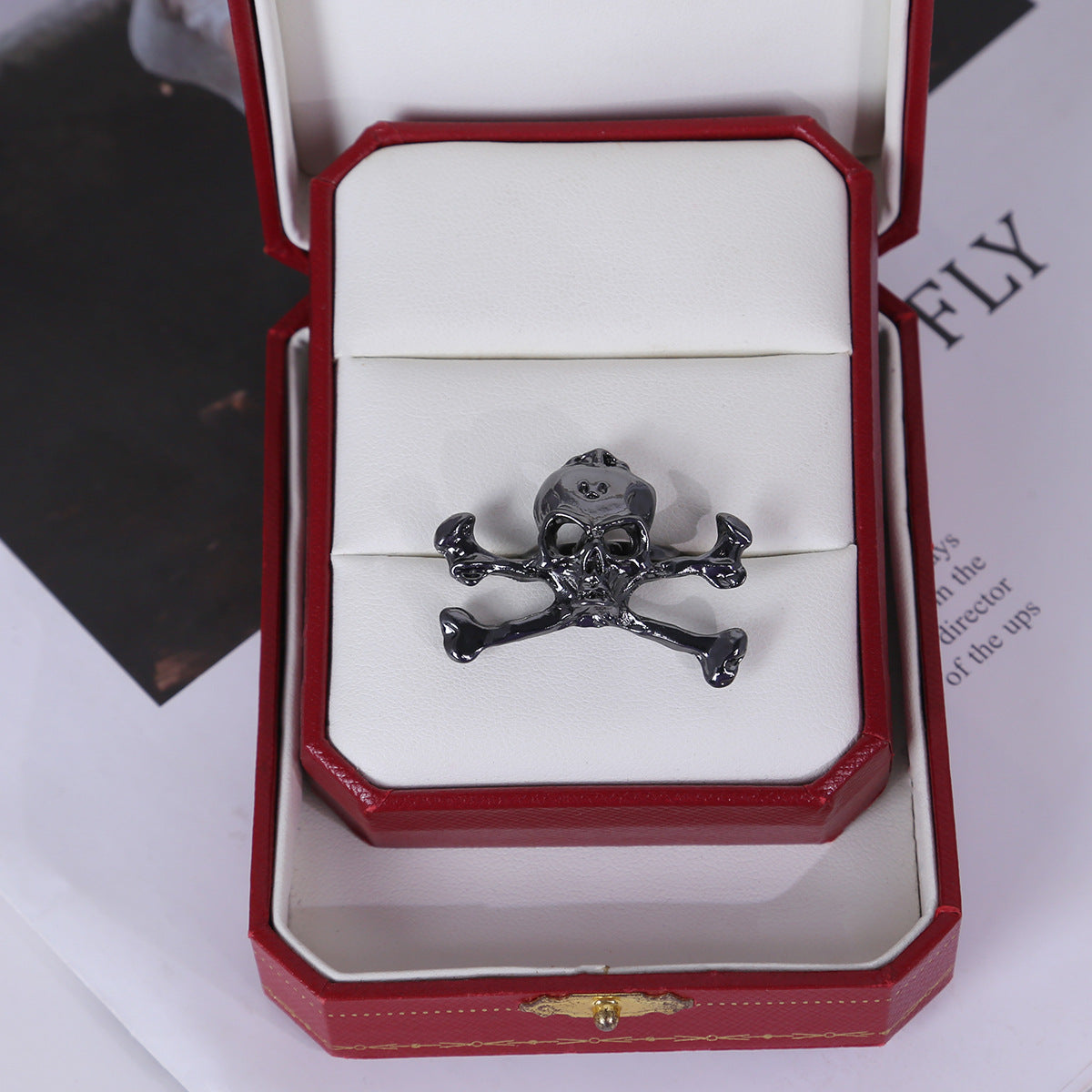 Wholesale  Creative Personality Gun Black Skull Ring