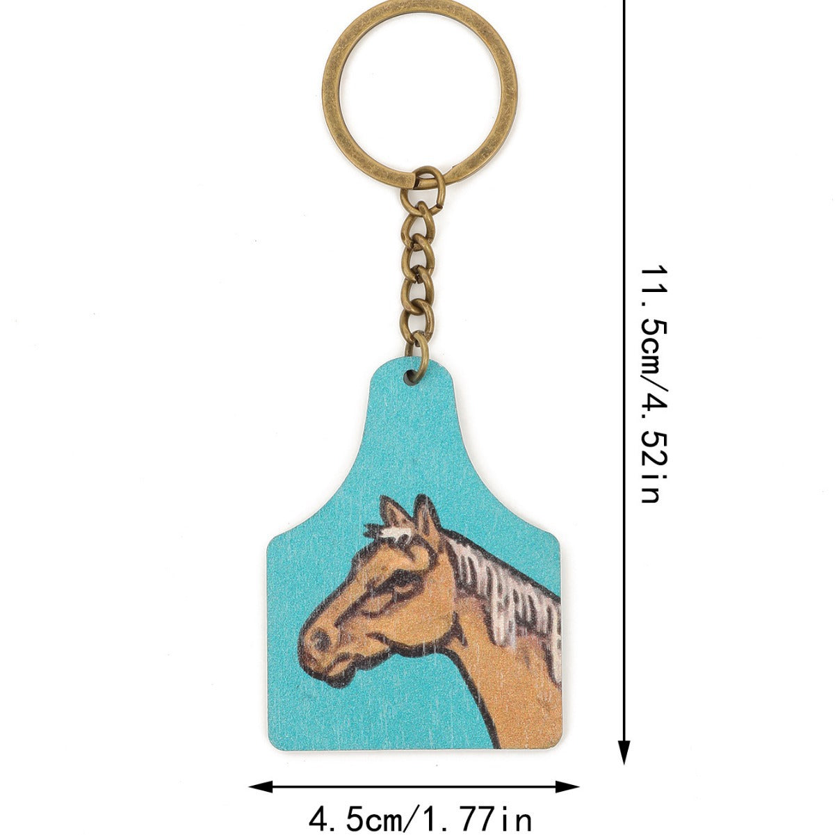 Wholesale Western Style Cactus Horse Head Wooden Keychains ACC-KC-YTian020