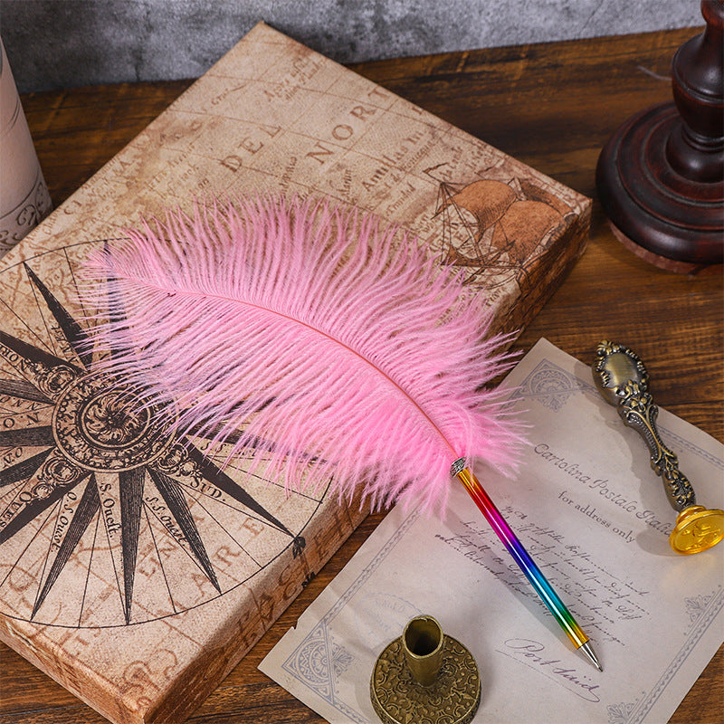 Wholesale Rainbow Color Feather Ballpoint Pen