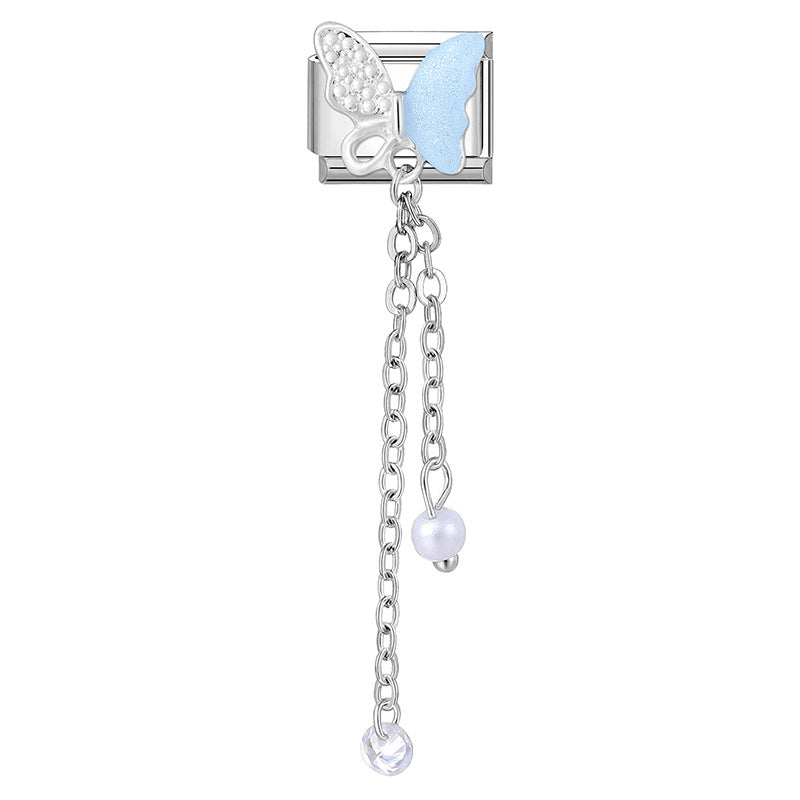 Wholesale Italian Charm Bracelet 9mm DIY Splicing Butterfly Patch Stainless Steel Composable Bracelet