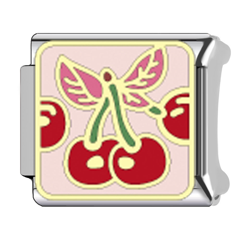 Wholesale  Italian Charm Bracelet 9mm DIY  fruit cherry Creative Stainless Steel Composable Bracelet