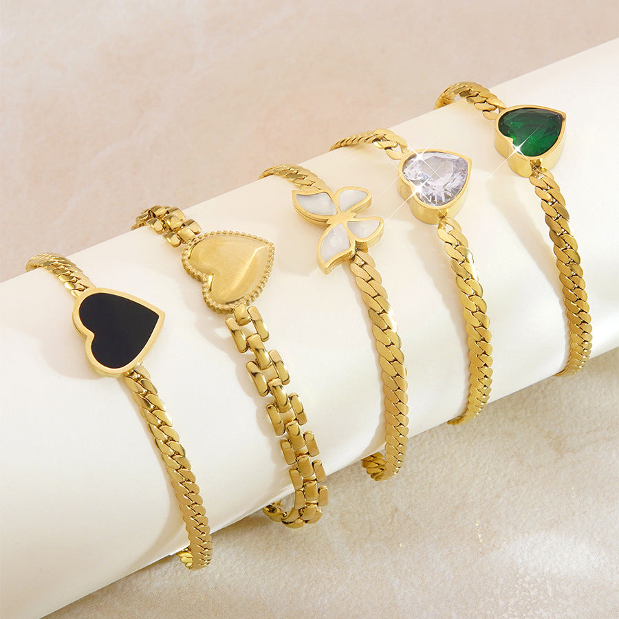 Wholesale Love Heart Stainless Steel Bracelet,  Trendy Fashion Jewelry Gift for Women