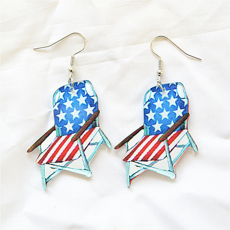 Wholesale Independence Day Flag Five-star Shoes Unicorn Mushroom Earrings ACC-ES-XN037