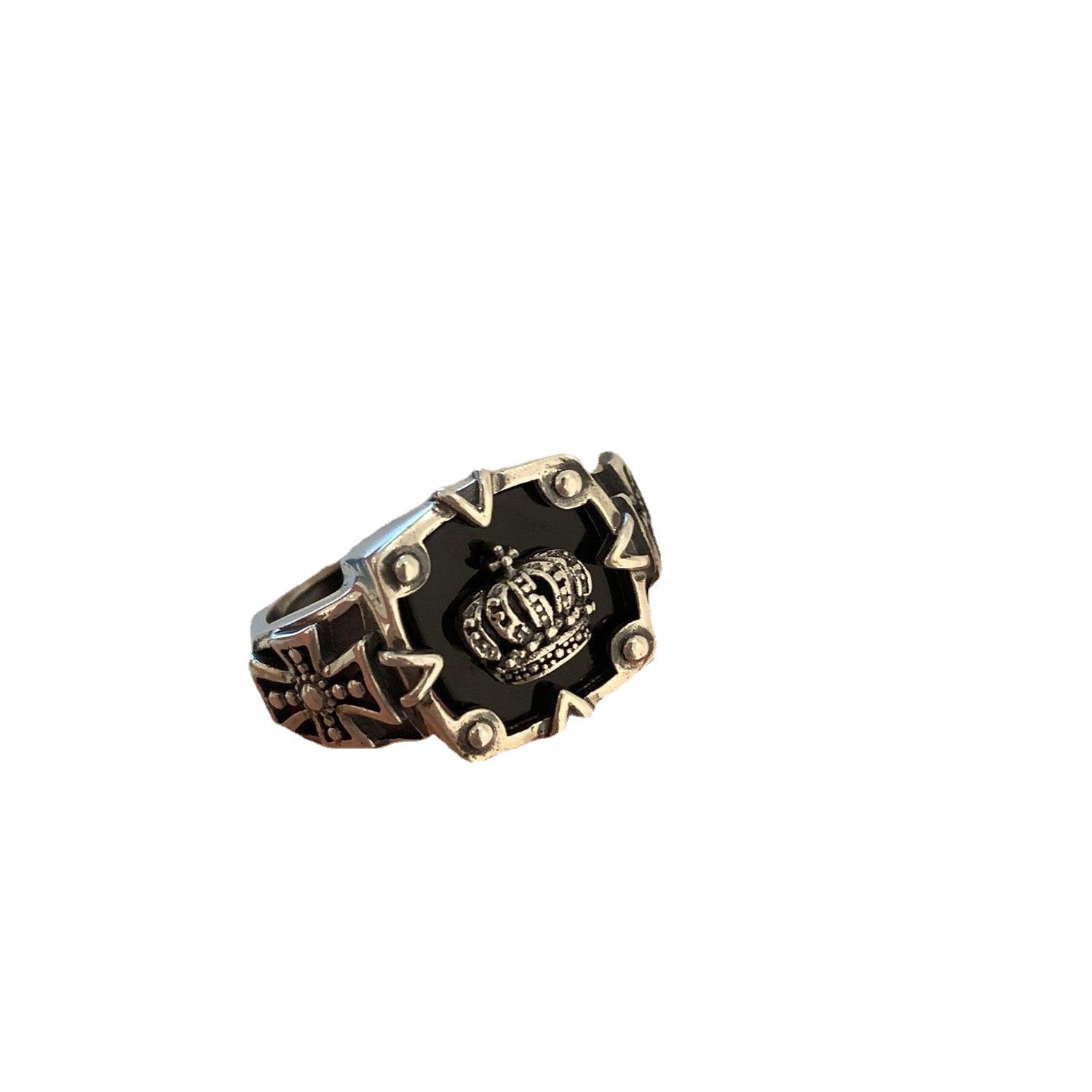 Wholesale Vintage Crown Cross Ring Distressed Finish for Everyday Wear Jewelry Accessory