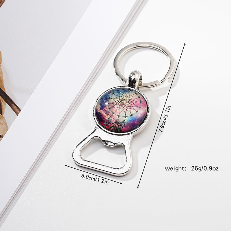 Wholesale Exquisite Sunflower Time Gem Key Ring Pendant Creative Bottle Opener Metal Car Key Ring Pendant ACC-KC-HuiWen005