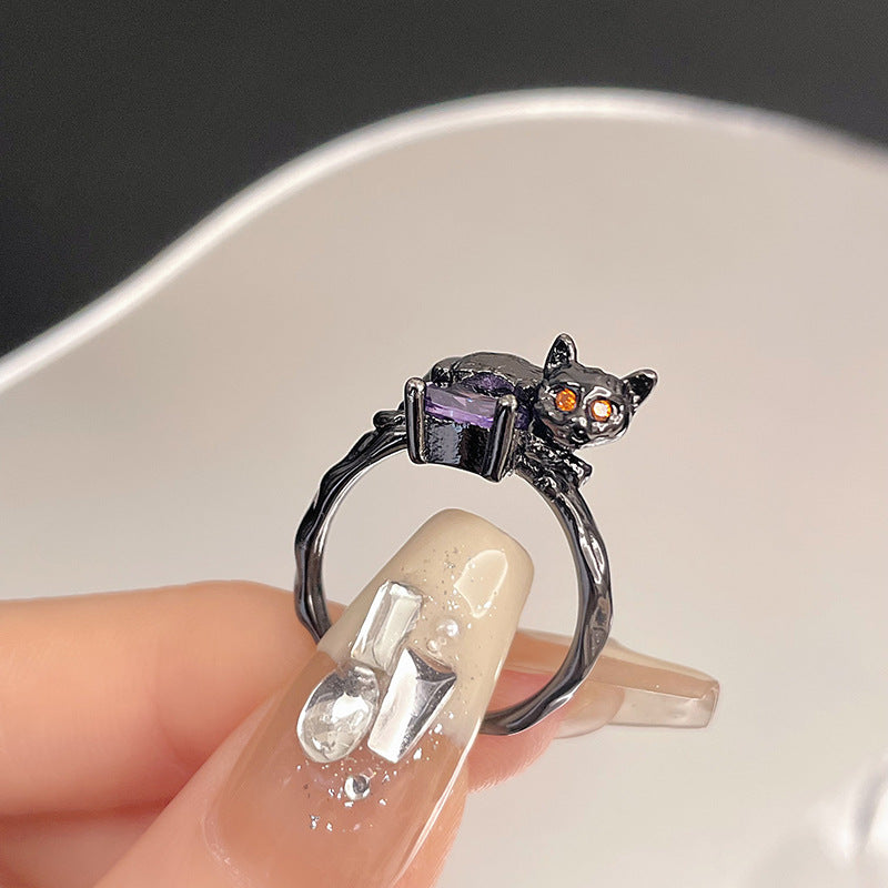 Wholesale Dark Purple Zirconia Open Ring Adjustable Rings ACC-RS-JiuHao011