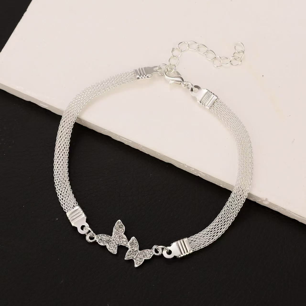 Wholesale Women S Alloy Rhinestone Anklet Set With Ocean Style Butterfly Heart Infinity Symbol Stackable Boutique Gift