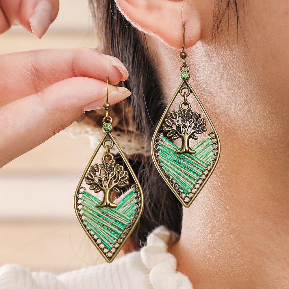 Wholesale Bohemian Green Forest Earrings Set,  Zinc Alloy Ethnic Style