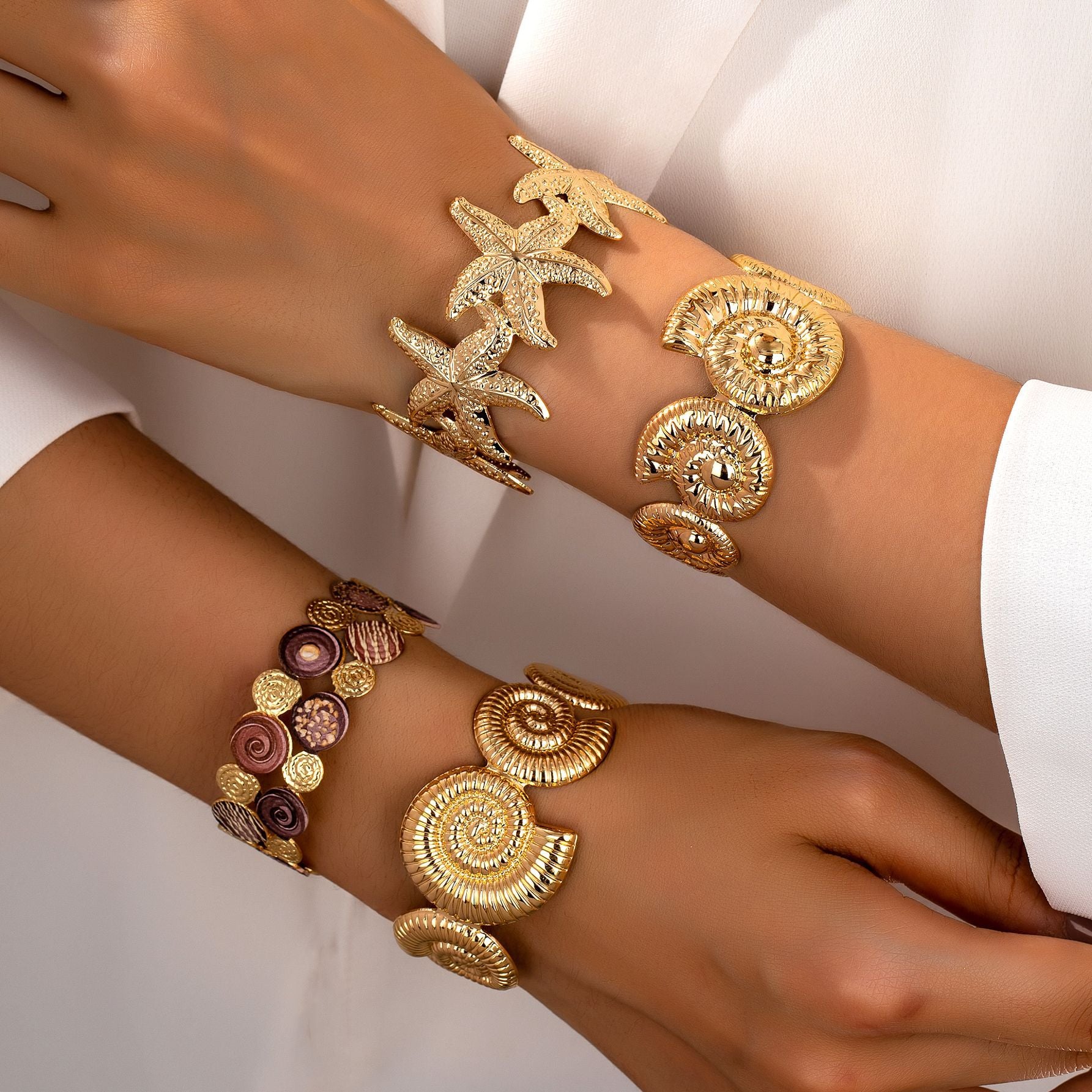 Wholesale Alloy Starfish Shell Geometric Bracelet For Women Everyday Party Vacation Jewelry Accessory