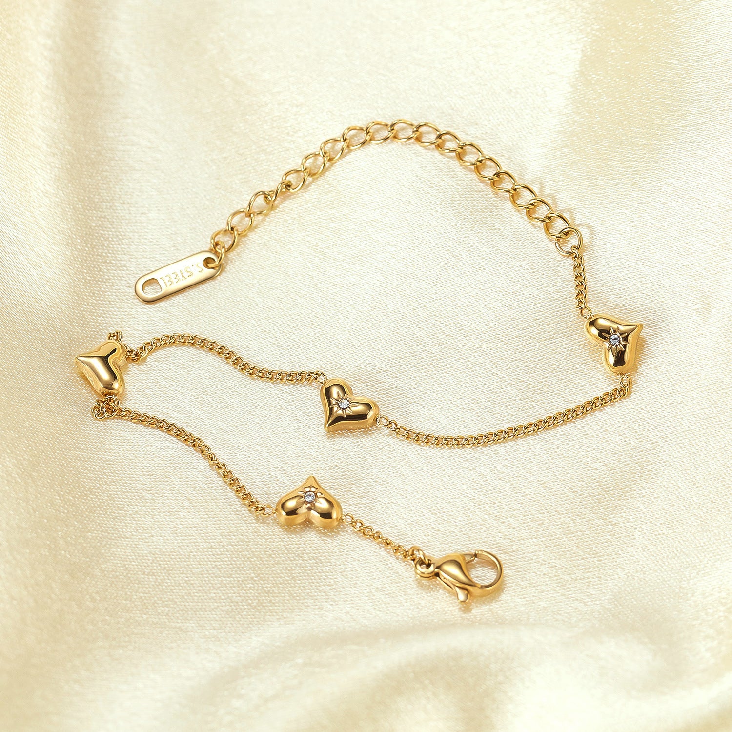 Wholesale stainless steel small sun zircon fashion all-match peach heart bracelet