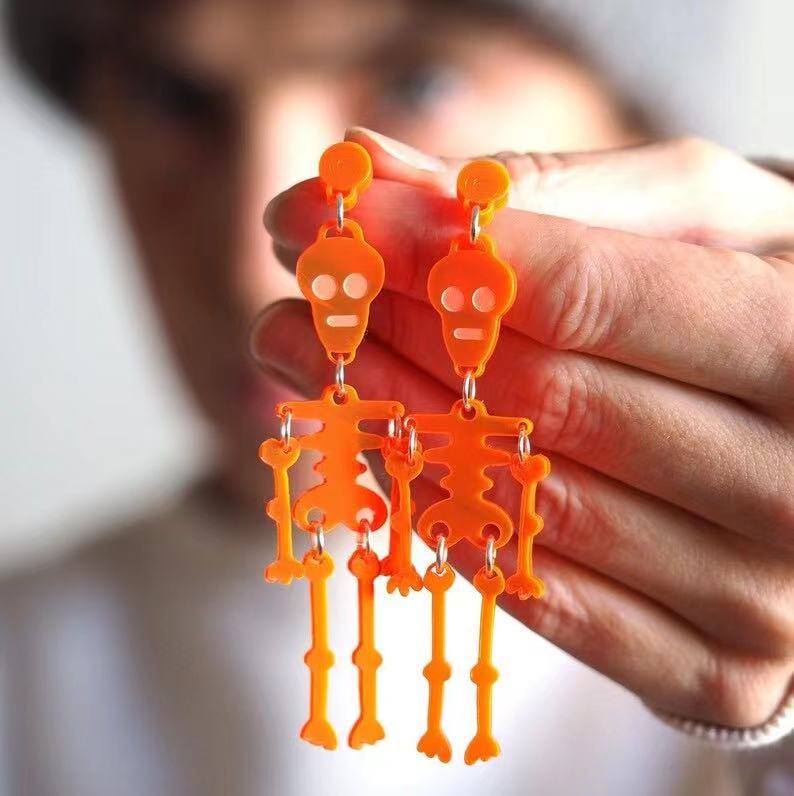 Wholesale Halloween Luminous Skull Acrylic Earrings ACC-ES-AnDao031