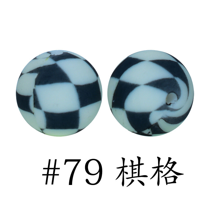 Wholesale 50pcs 15mm Western Style Leopard Skull Color Aztec Printed Silicone Balls Beads ACC-BDS-HeSheng009