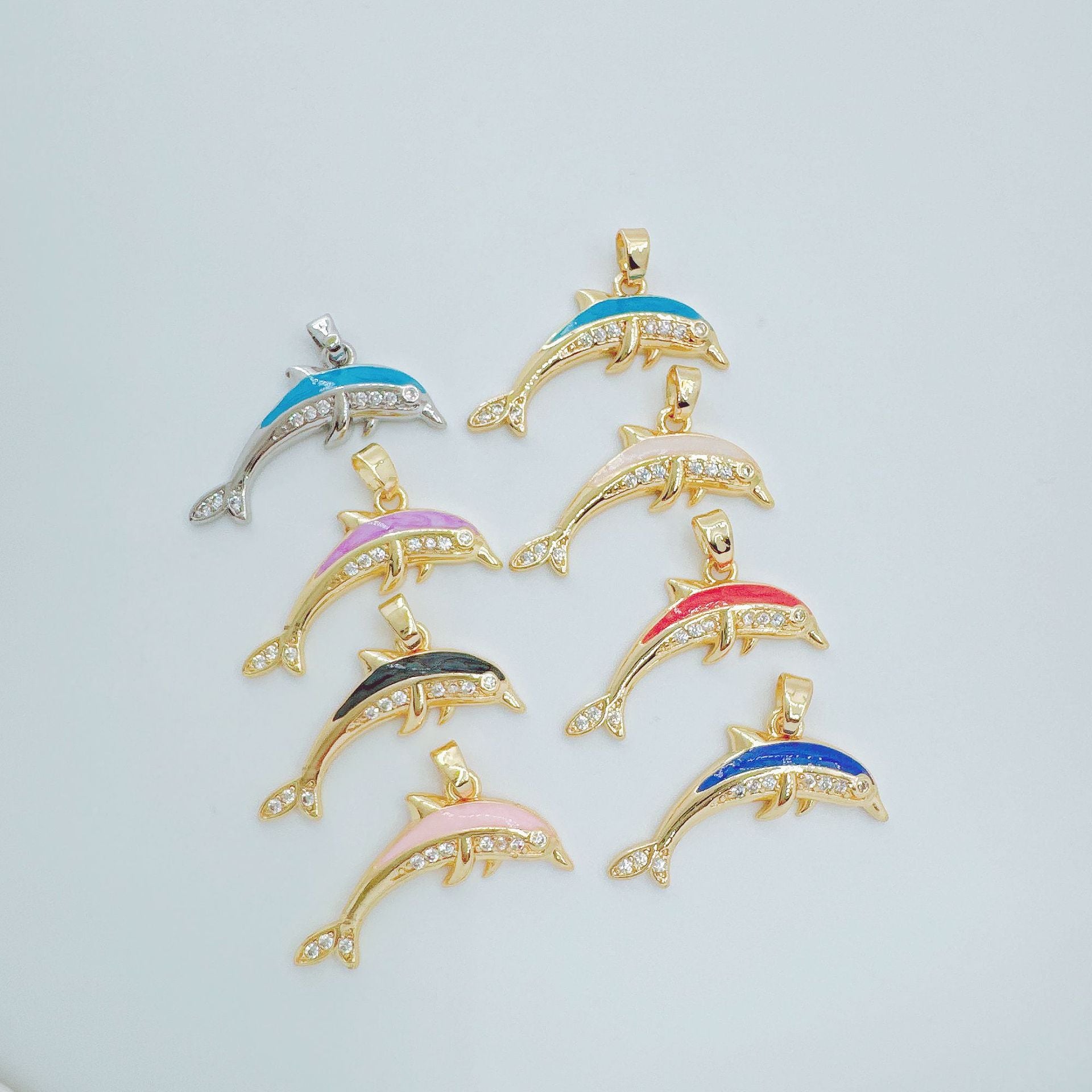Wholesale Copper Plated Gold Dolphin Pendant Necklace,  Trendy Ocean Jewelry Gift for Women