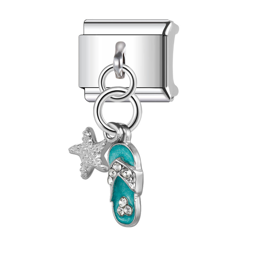 Wholesale Italian Charm Bracelet 9mm DIY Splicing Stainless Steel Heart Pendant Composable Bracelet