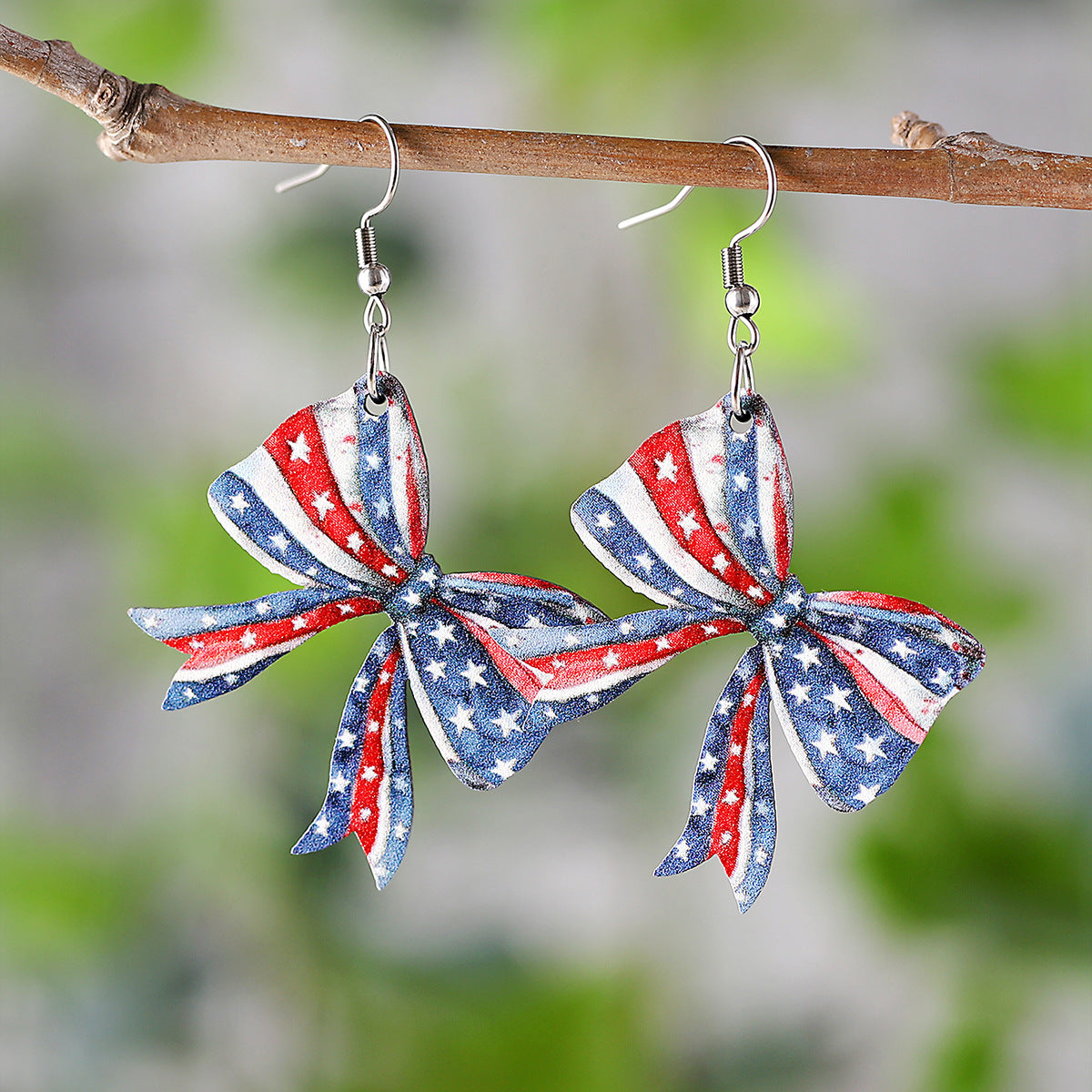Wholesale  Red White Blue American Flag Cross Bow Pendant Earrings