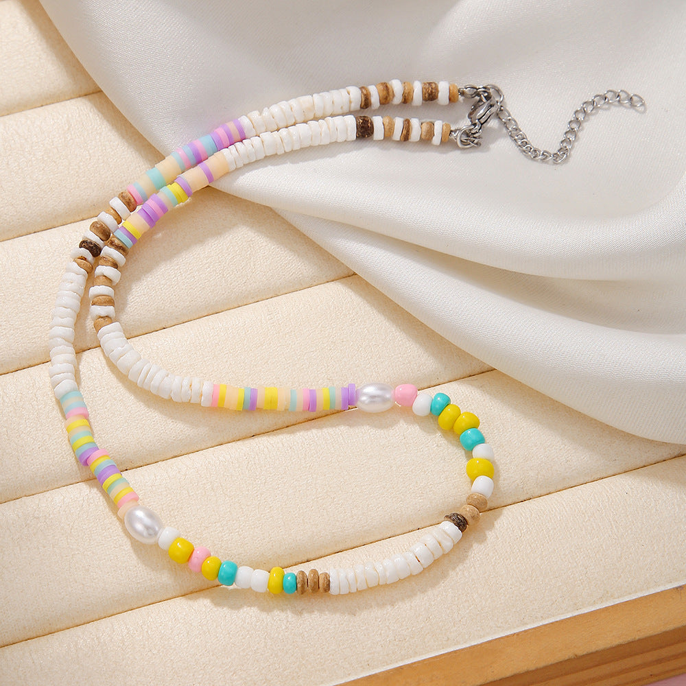 Wholesale Bohemian Colorful Rice Beads Shell Necklaces ACC-NE-ZhuJi015