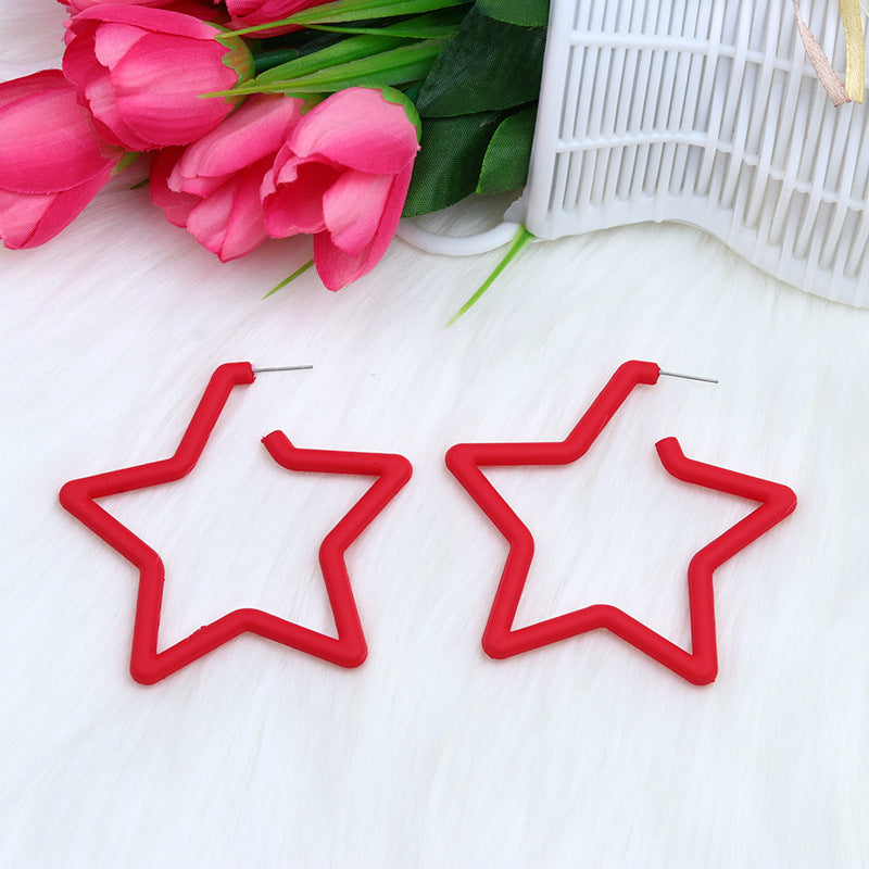Wholesale  Geometric Five-pointed Star Spray Paint Earrings