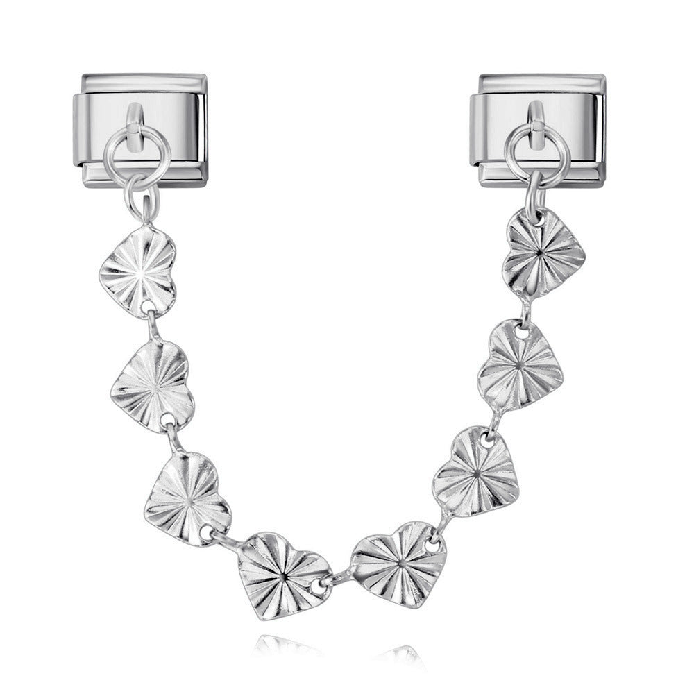 Wholesale Italian Charm Bracelet 9mm DIY Splicing Heart Pendant Stainless Steel Composable Bracelet