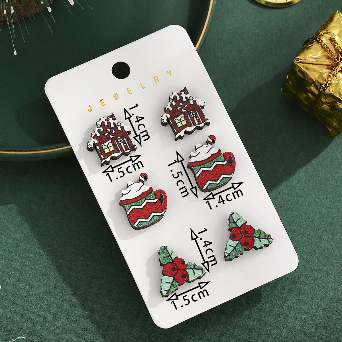 Wholesale Christmas Igloo Wooden Earring Set