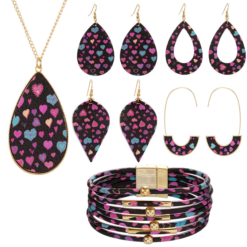 Wholesale Valentine's Day pink heart series earrings necklaces jewelry