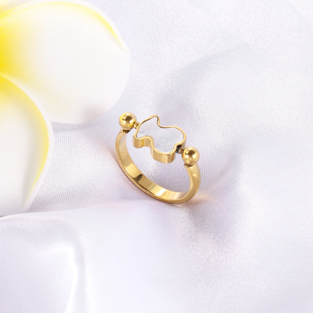 Wholesale Stainless steel bear non-fading gold-plated fashion ring