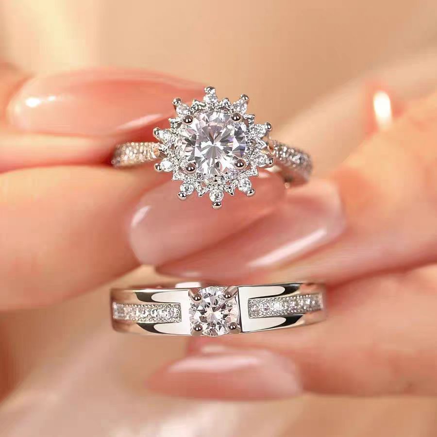 Wholesale Fairy Tale Wedding Ring Set - Adjustable Copper Couple Rings,  Unisex Electroplated,  Jewelry Accessory for Boutique Resale