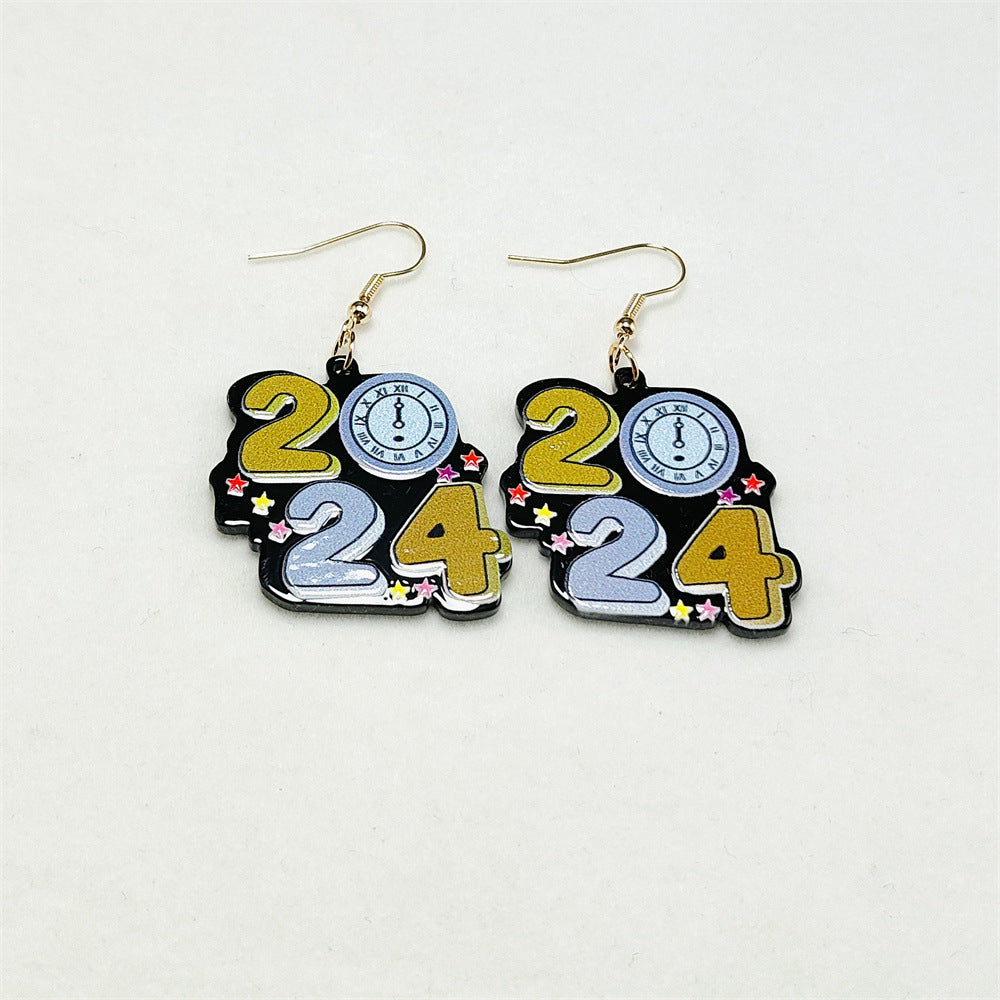 Wholesale Cute Creative Star Acrylic Plate Printed Earrings ACC-ES-Qiyu020