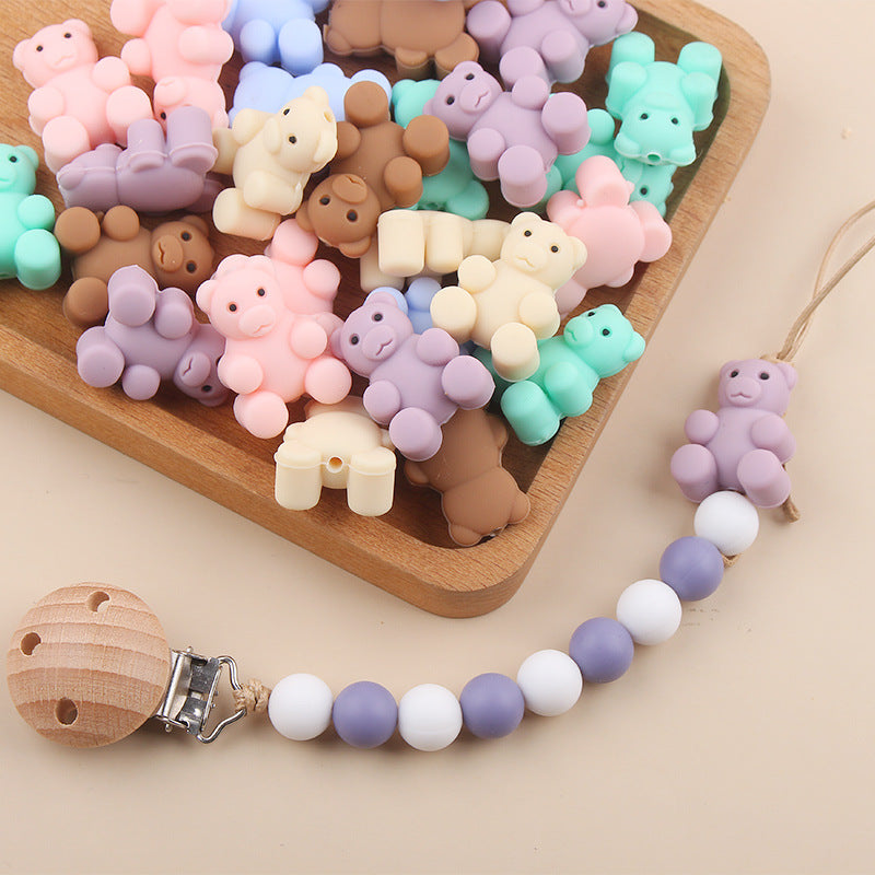 Wholesale 5pcs Bear Silicone Beads 3D Focal Beads ACC-BDS-GuangTian041