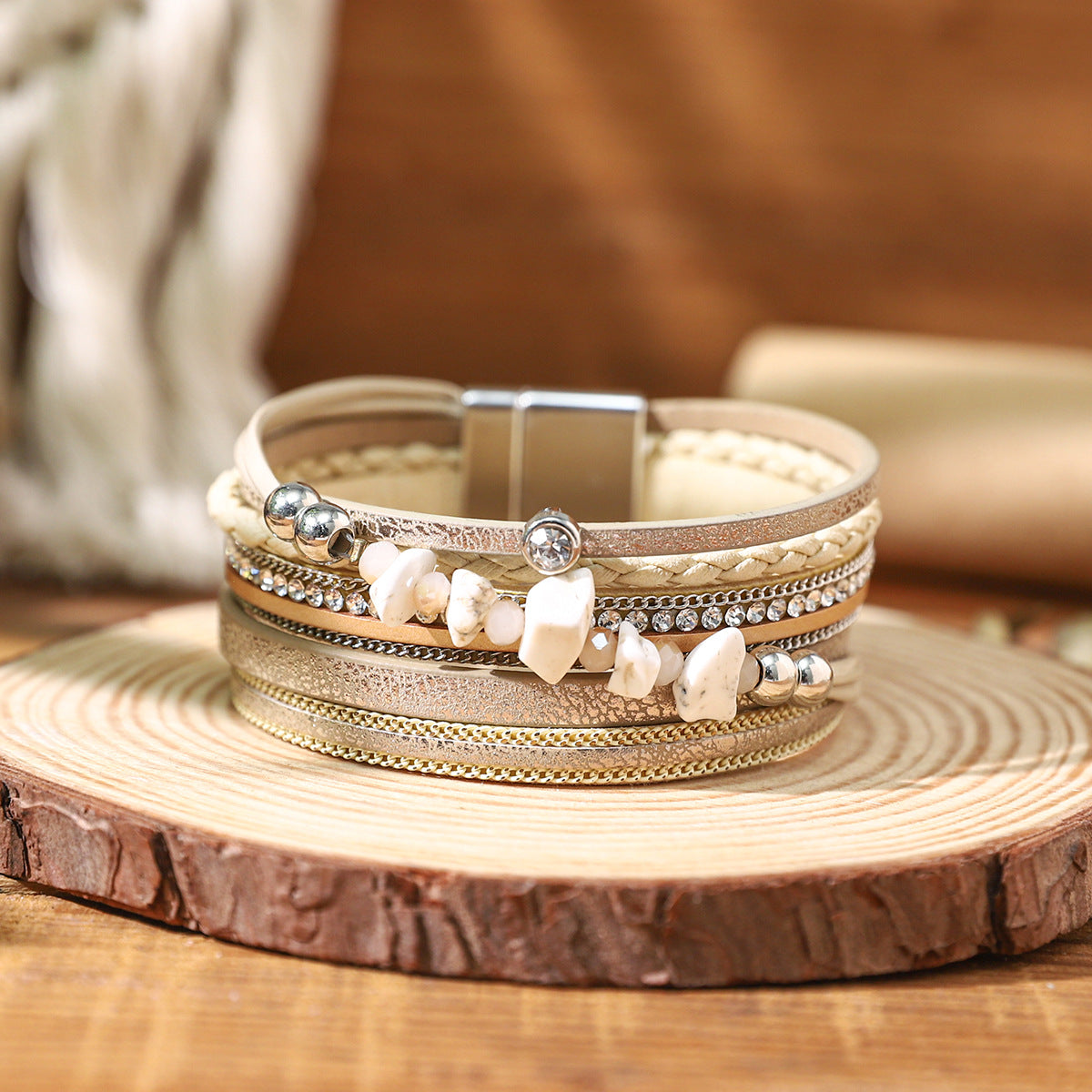 Wholesale Bohemian Stacked PU Leather Bracelet