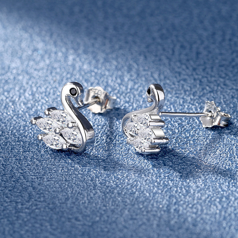 Wholesale Valentine's Day 925 Silver Swan Earrings